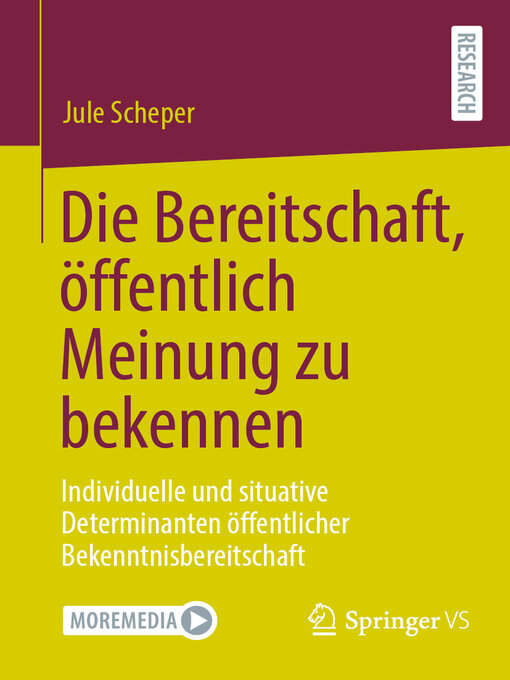 Title details for Die Bereitschaft, öffentlich Meinung zu bekennen by Jule Scheper - Available